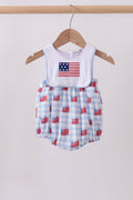 Blue flag embroidery bubble