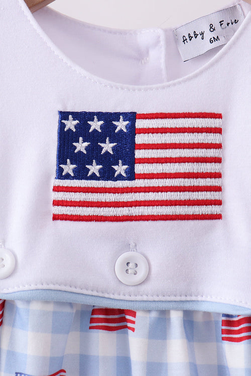 Blue flag embroidery bubble